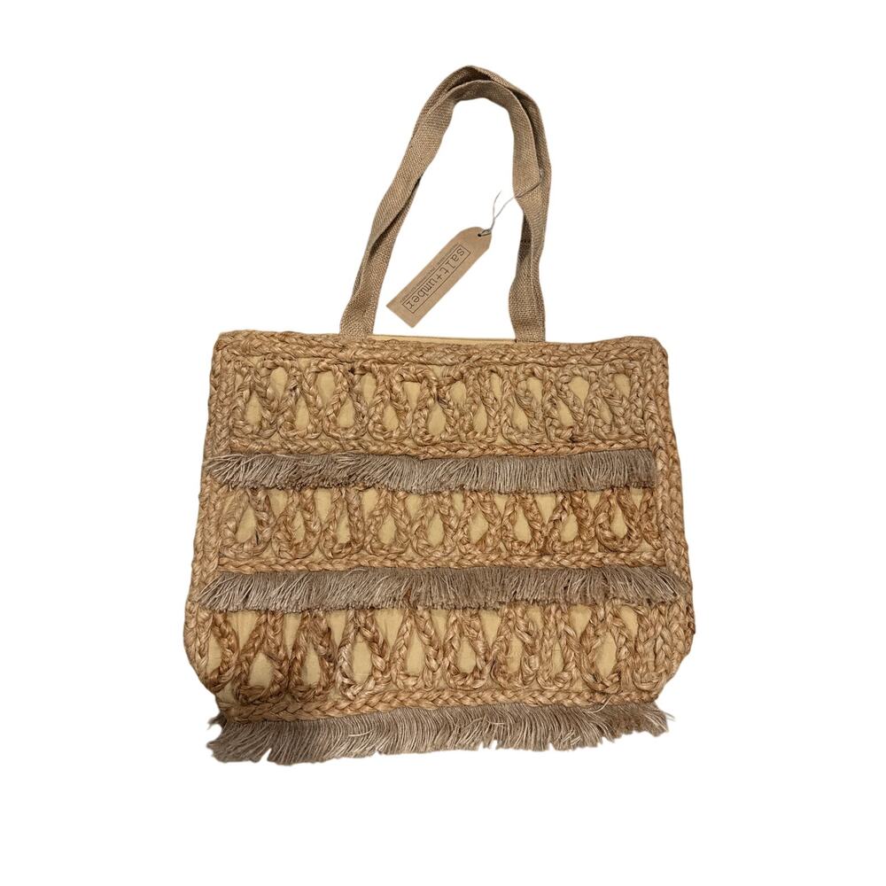 NWT Salt and Umber Straw Tote
